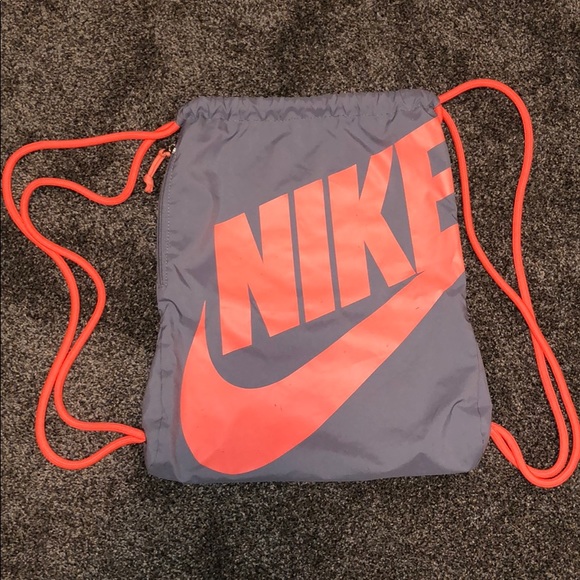 Nike Handbags - Drawstring Nike Bag/Sack in Grey/Coral Nike Handbags - Drawstring Nike Bag/Sack in Grey/Coral